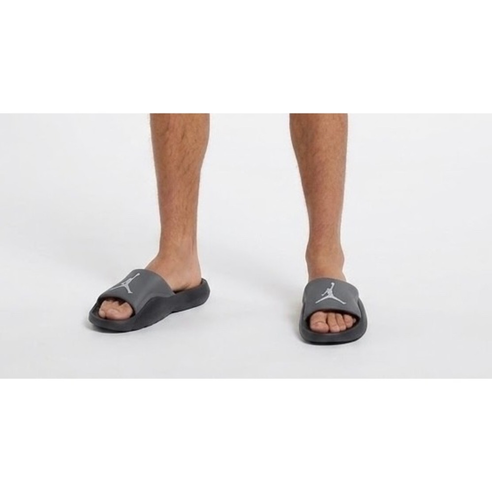 NIKE AIR JORDAN Post Slides Mens Black Charcoal Grey Athletic Sandals Size 12